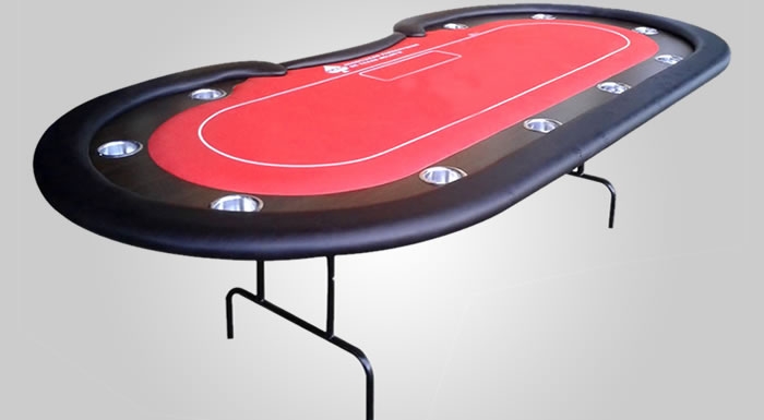 Mesa de Poker Dobrável com Pista de Fichas e Tecido Vinho - Bra6